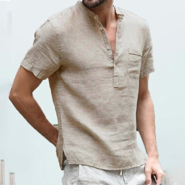 KB Summer New Men's Short-Sleeved T-shirt Cotton and Linen Led Casual Men's T-shirt Shirt Male  Breathable S-3XL