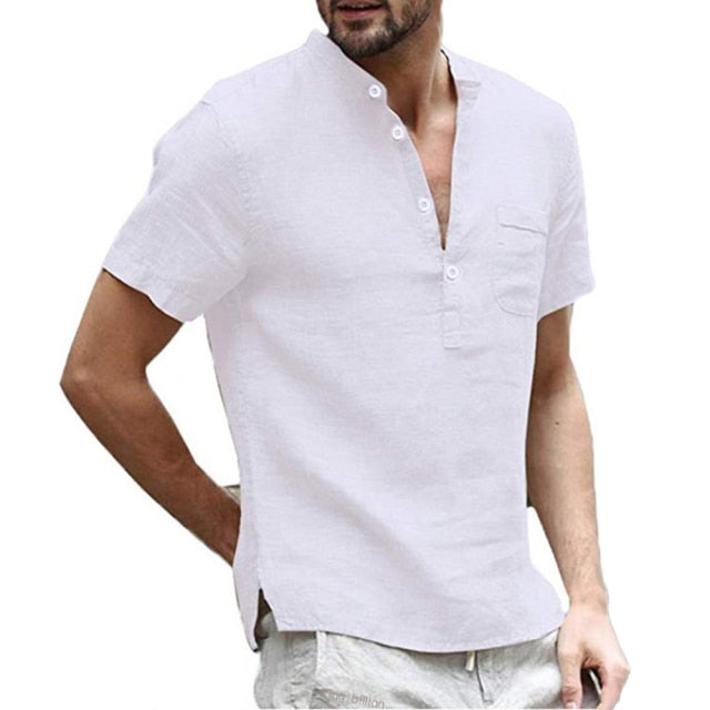 KB Summer New Men's Short-Sleeved T-shirt Cotton and Linen Led Casual Men's T-shirt Shirt Male  Breathable S-3XL