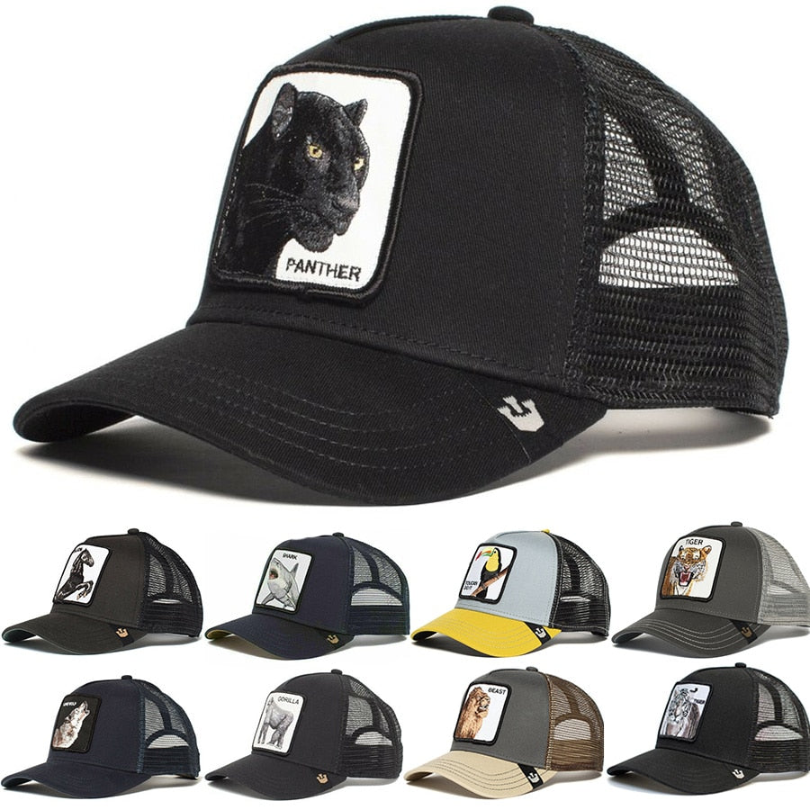 Panther Mesh Cap Summer Baseball Cap Anime Gorilla FREEDOM Black Trucker Hat Shark Toucan Dad Hat Net Snapback Women Men