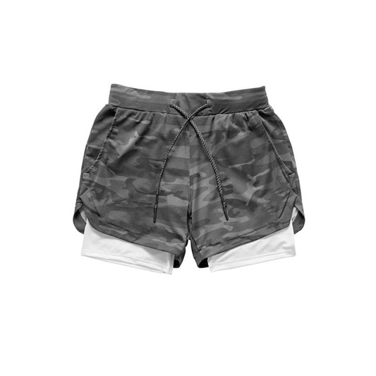 2 in 1 Fitness Joggingshorts für Herren im Camo Style