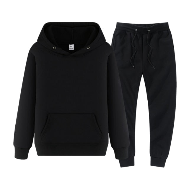 Men&#39;s Tracksuit Winter Fleece Male Hoodies Pants Sets Brown black Fashion Jogger Tracksuits Sportswear undefined 2022 Clothing