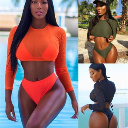 Women's Swimsuit 2021 Sexy Bikini Set Triangle Three-Piece Suit Bandage Push-Up Swimsuit Bathing Beachwear Brazilian Swimwear