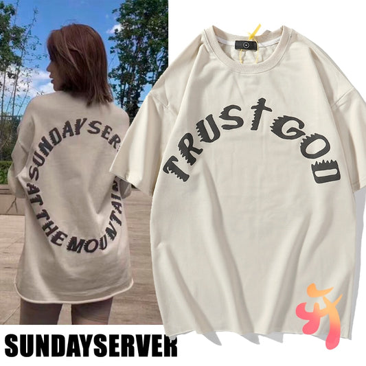 Kanye West T-shirt Sunday Service Music Peripheral Lisa Same Short-sleeved Men Women Oversized Kanye West Casual Hip Hop T Shirt