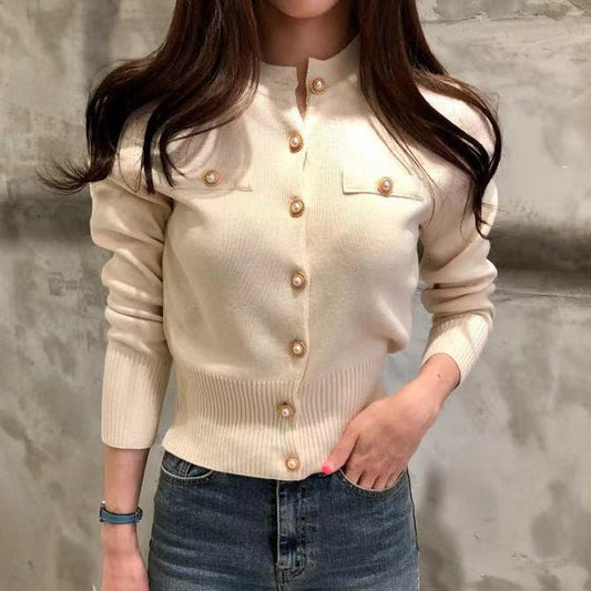 JMPRS Fashion Women Cardigan Sweater Spring Knitted Long Sleeve Short Coat Casual Single Breasted Korean Slim Chic Ladies Top