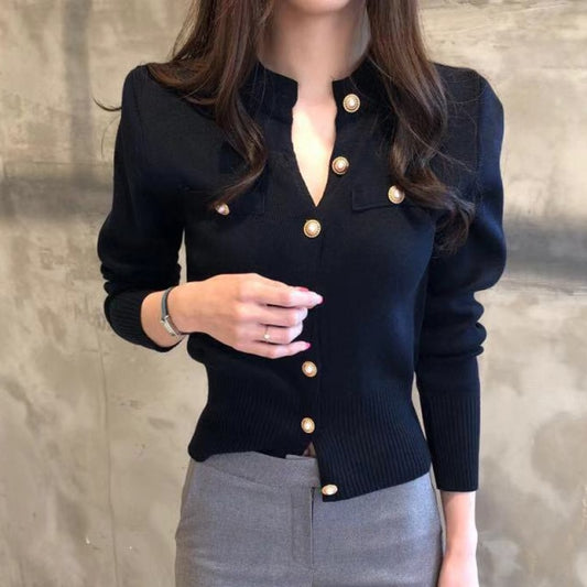 JMPRS Fashion Women Cardigan Sweater Spring Knitted Long Sleeve Short Coat Casual Single Breasted Korean Slim Chic Ladies Top