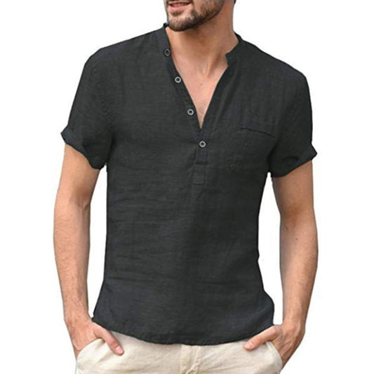 KB Summer New Men's Short-Sleeved T-shirt Cotton and Linen Led Casual Men's T-shirt Shirt Male  Breathable S-3XL