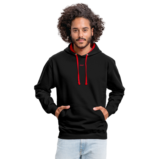 Contrast Colour Hoodie - black/red