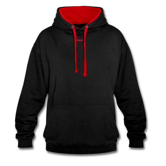Contrast Colour Hoodie - black/red